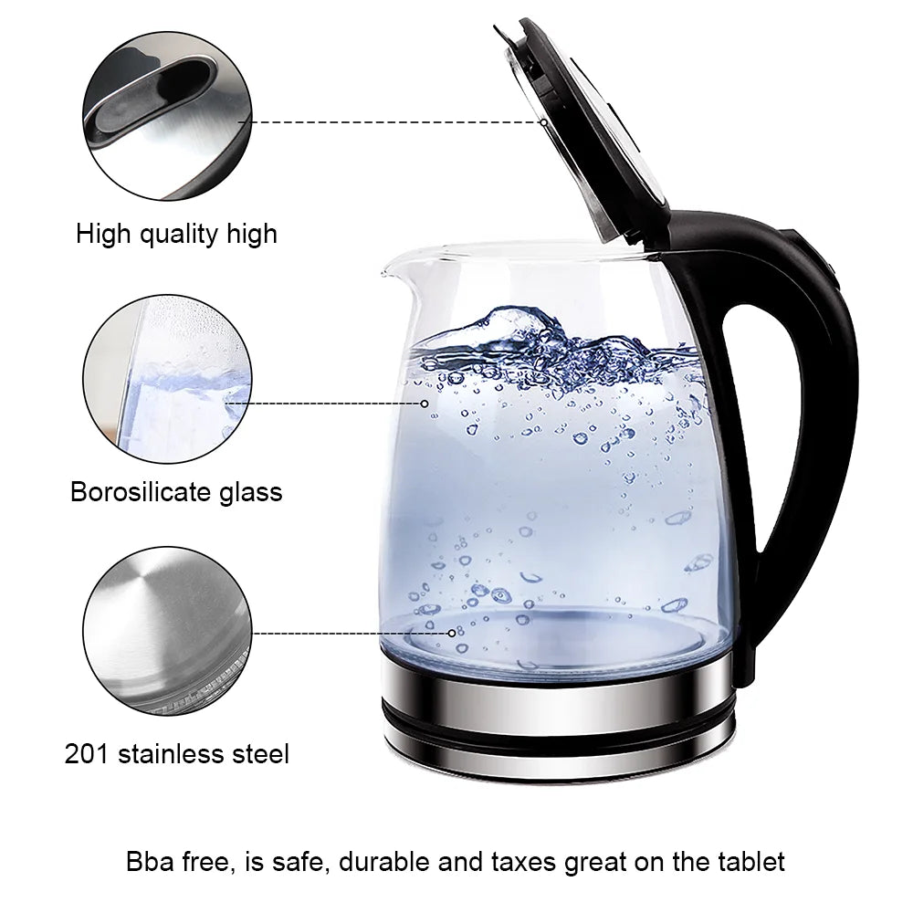 AquaGlow™ Glass Electric Kettle – 1.8L